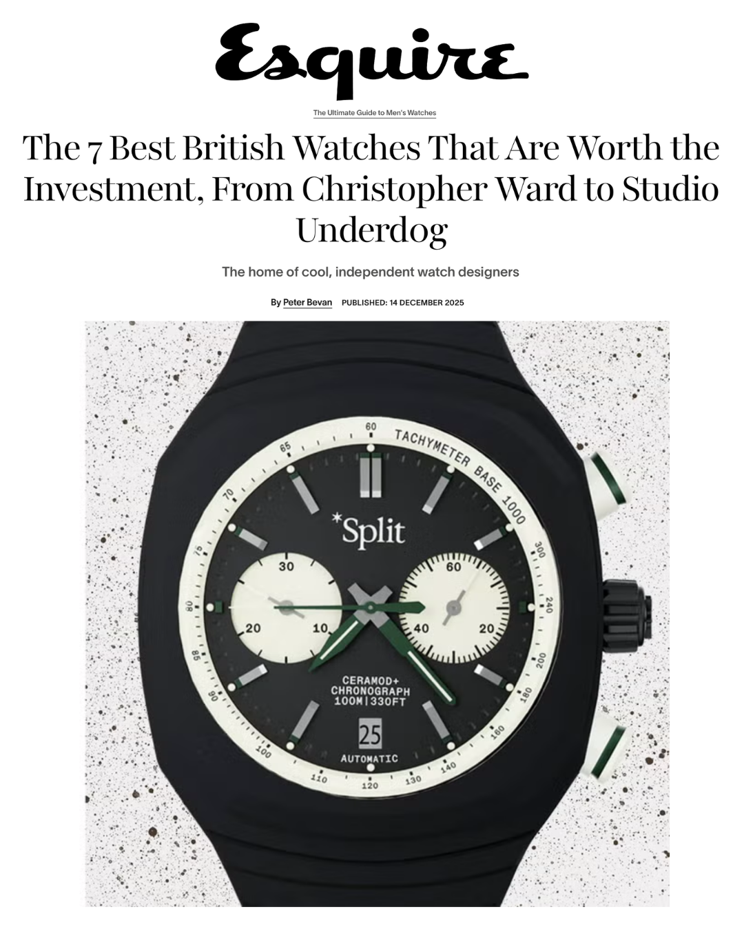 Esquire: The 7 Best British Watches That Are Worth the Investment, From Christopher Ward to Studio Underd0g